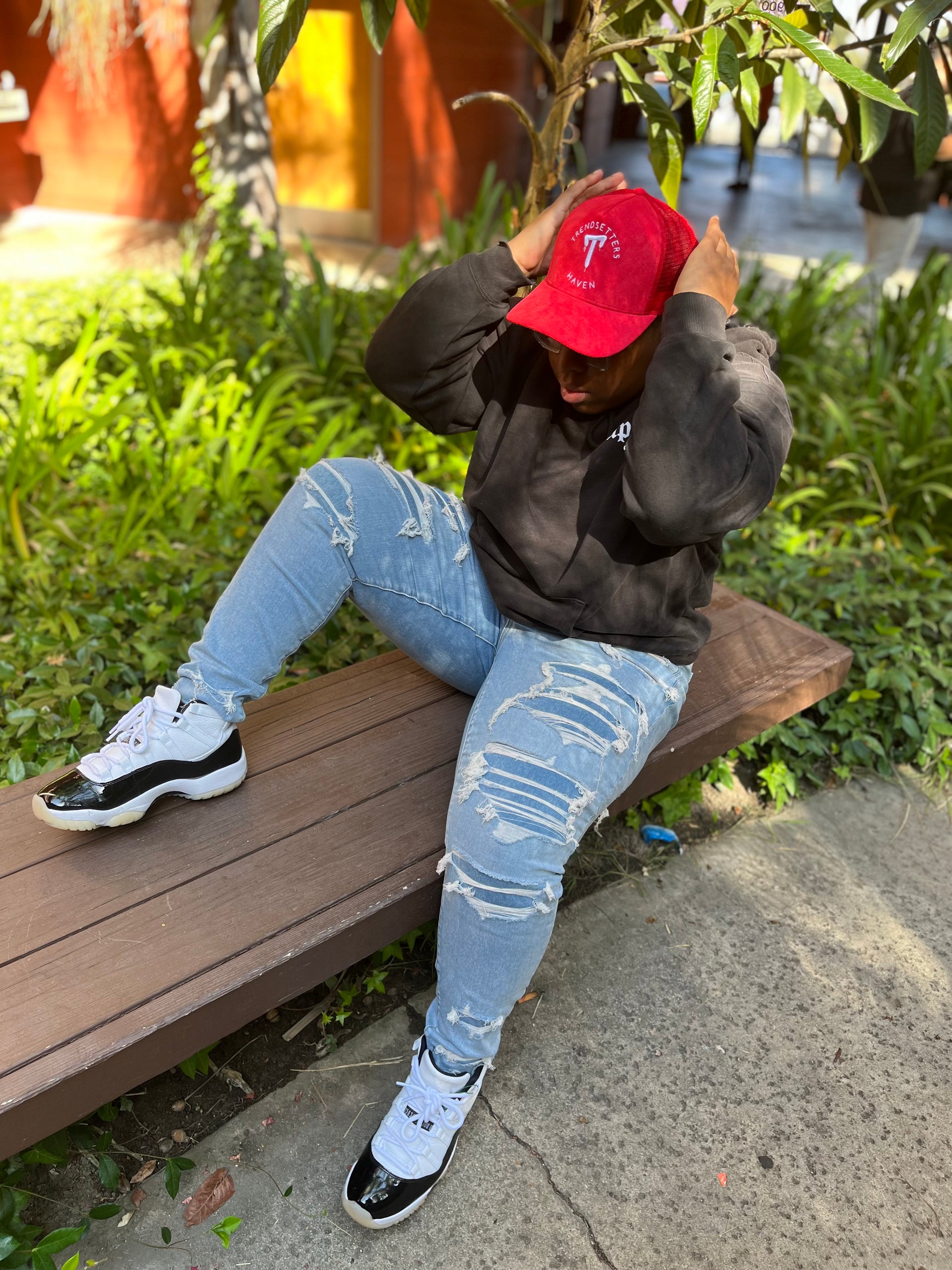 Trendsetters Haven Suede Trucker Hat Circular Logo