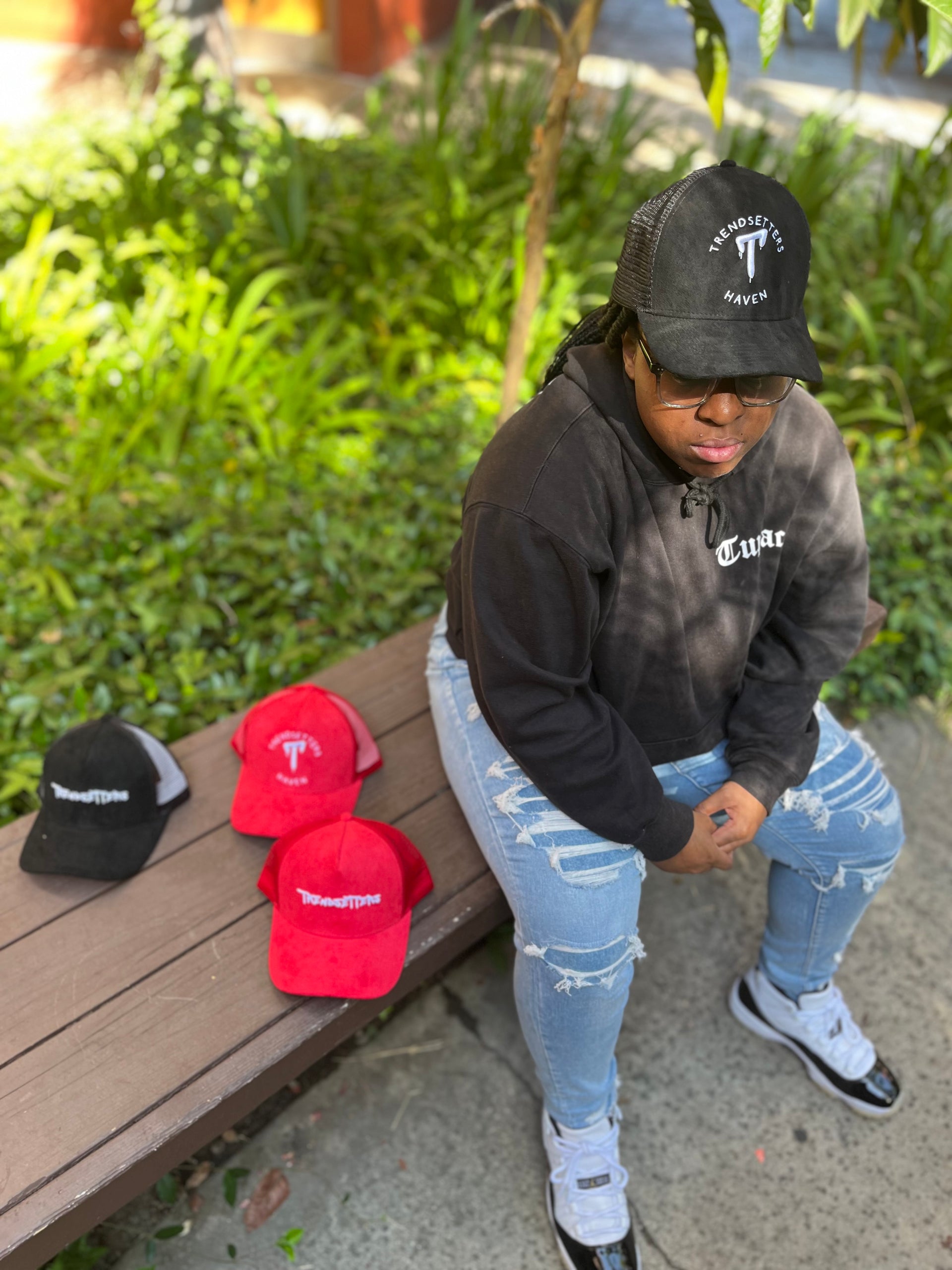 Trendsetters Haven Suede Trucker Hat Circular Logo